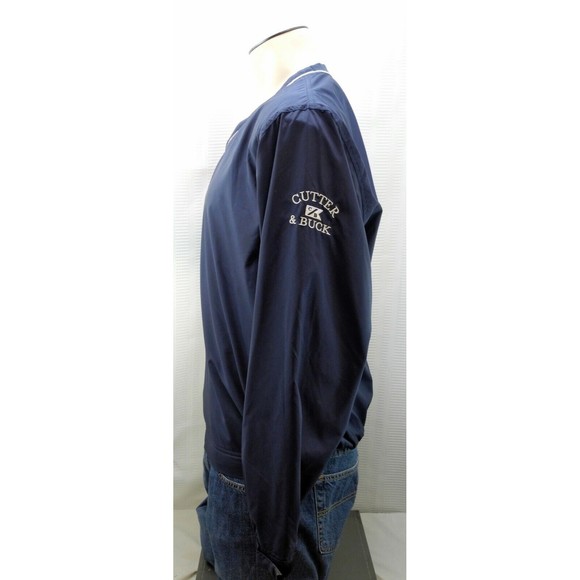 Cutter & Buck Navy Blue V-Neck Long Sleeve Golf Wind Pullover - Men's M - Picture 3 of 7
